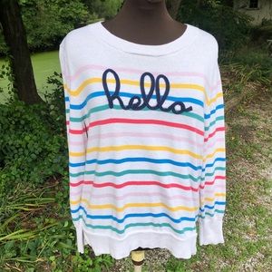 Hello rainbow stripe sweater